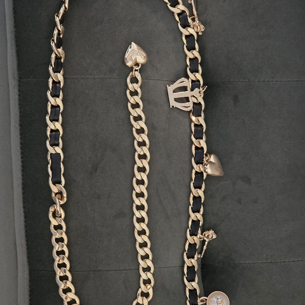 JUICEY COUTOURE Gold and Black Charm BELT - Picture 3 of 9